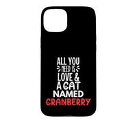 Custodia per iPhone 15 Plus Design con nome gatto e mirtillo rosso - All You Need is Love!