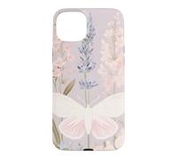 Custodia per iPhone 15 Plus Design pastello per giardini con falene e fiori selvatici