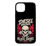 Custodia per iPhone 15 Plus Diesel Brother Skull Pistons Graphic Smoke Veloce Sporco Forte
