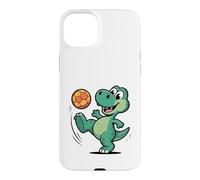 Custodia per iPhone 15 Plus Dinosauro che gioca a calcio dinosauri per bambini