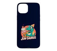 Custodia per iPhone 15 Plus Dinosauro Gelato Giugno Festa di Compleanno Jun-Saurus Pun