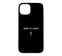 Custodia per iPhone 15 Plus Dio è amore Giovanni 4:8 Citazione cristiana Croce di Gesù