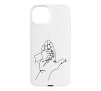 Custodia per iPhone 15 Plus Disegno a una linea: mani che raccontano storie