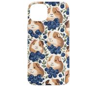 Custodia per iPhone 15 Plus Disegno senza cuciture del modello di cavia e mirtillo capriccioso