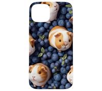 Custodia per iPhone 15 Plus Disegno senza cuciture del modello di cavia e mirtillo capriccioso