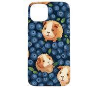 Custodia per iPhone 15 Plus Disegno senza cuciture del modello di cavia e mirtillo capriccioso