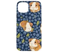 Custodia per iPhone 15 Plus Disegno senza cuciture del modello di cavia e mirtillo capriccioso