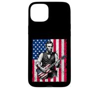 Custodia per iPhone 15 Plus Divertente Abraham Lincoln che suona la chitarra elettrica