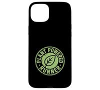 Custodia per iPhone 15 Plus Divertente distintivo circolare con scritta "Plant Powered Runner