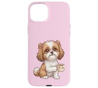 Custodia per iPhone 15 Plus divertente dolce Pechino Shih-Tzu cucciolo cane con tazza di cassa