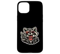 Custodia per iPhone 15 Plus Divertente e fresco Raccoon Rock On Hand Sign Rockstar Tour Graphic