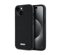 Custodia per iPhone 15 Plus DKNY con motivo 3D in gomma ripetuto (nera)