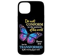 Custodia per iPhone 15 Plus Do Not Conform Romans 12:2 Christian Butterfly Dio Adorazione