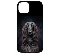 Custodia per iPhone 15 Plus dolce elegante nero afghano cane ironia levriero