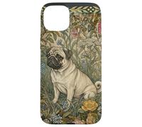 Custodia per iPhone 15 Plus Dolce Fawn Pug in un vecchio giardino inglese