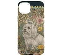 Custodia per iPhone 15 Plus Dolce maltese con un fiocco di nastro vintage