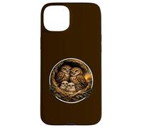 Custodia per iPhone 15 Plus dolce stucco birdwatcher primavera boschetto gufo
