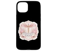 Custodia per iPhone 15 Plus Donna Chirurgo Endocrino Caduceo Distintivo Endocrinologia Floreale