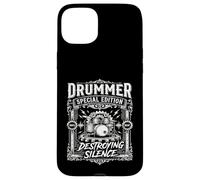 Custodia per iPhone 15 Plus Drummer Distruggere Silenzio Vintage Batteria Kit Musicista