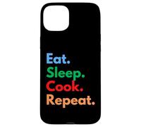 Custodia per iPhone 15 Plus Eat Sleep Cook Repeat per chef, studenti di cucina e amanti