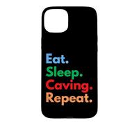 Custodia per iPhone 15 Plus Eat Sleep Speleologia Ripeti per gli amanti degli speleologi e degli esploratori delle caverne