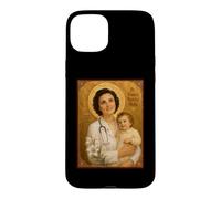 Custodia per iPhone 15 Plus Elegante Icona Cattolica di Santa Gianna Beretta Molla