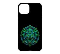 Custodia per iPhone 15 Plus Emblema del tempio incandescente della reliquia del serpente piumato