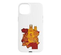 Custodia per iPhone 15 Plus España Spagna Mappa Luoghi d'interesse Sagrada Familia Graphic Design