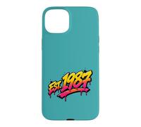 Custodia per iPhone 15 Plus EST. 1987 divertente stile graffiti retrò 1987 compleanno design
