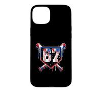 Custodia per iPhone 15 Plus Estate Six Seven Baseball Gocciolante Rosso Bianca Blu USA