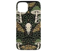Custodia per iPhone 15 Plus Estetica Goblincore | Falena e teschio di funghi - Cottagecore