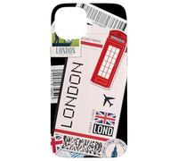 Custodia per iPhone 15 Plus Etichetta dei biglietti aerei per la destinazione Londra