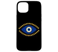 Custodia per iPhone 15 Plus Evil Eye in blu dorato Nazar Protezione come Radiant Boho