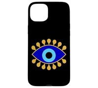 Custodia per iPhone 15 Plus Evil Eye in Blue Golden Nazar Protezione come Boho Spiritual