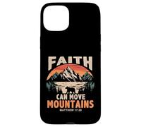 Custodia per iPhone 15 Plus Faith Can Move Mountains Retro Sunset Bible Verse Christian
