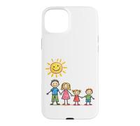 Custodia per iPhone 15 Plus Famiglia sotto sole sorridente carino genitore figlio arte