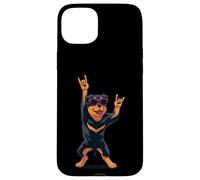 Custodia per iPhone 15 Plus Fantastica grafica Rottweiler Rock on Funny Dog Lover, mano rosa