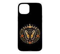 Custodia per iPhone 15 Plus Farfalla Fasi Lunari Cottagecore Natura Fiori