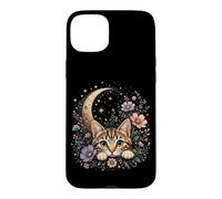 Custodia per iPhone 15 Plus Fiori botanici da giardino per amanti dei gattini e gatti