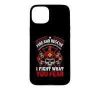 Custodia per iPhone 15 Plus Fire and Rescue I Fight What You Fear Brave Firefighter