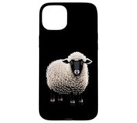 Custodia per iPhone 15 Plus Fluffy White Sheep Cartoon Semplice Divertente Fattoria Animali Nero