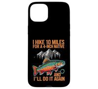 Custodia per iPhone 15 Plus Fly Fishing Brook Trout Hiker Blue Line Native