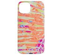 Custodia per iPhone 15 Plus Foglie di palma Hot Pink Orange Summer Vibes