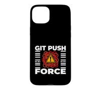 Custodia per iPhone 15 Plus Funny Programmer Coding Git Push Force Warning