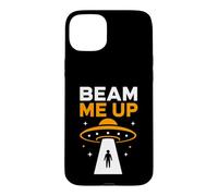 Custodia per iPhone 15 Plus Funny UFO Alien Space Humor Sci Fi Graphic Beam Me Up