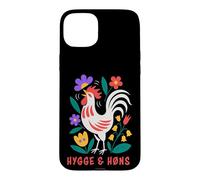 Custodia per iPhone 15 Plus Galline da cortile Hygge Folk Art Gallo