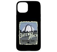 Custodia per iPhone 15 Plus Gateway Arch National Park Vintage Viaggi Vacanze Souvenir