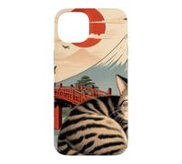 Custodia per iPhone 15 Plus Gatto assonnato giapponese che dorme al tempio