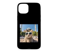 Custodia per iPhone 15 Plus Gatto divertente alla moschea di Santa Sofia