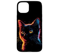Custodia per iPhone 15 Plus Gatto Silhouette Retrowave Gatto randagio